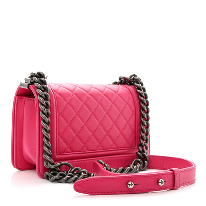 Chanel Lambskin Quilted Small Boy Flap Dark Pink 3 of 10
