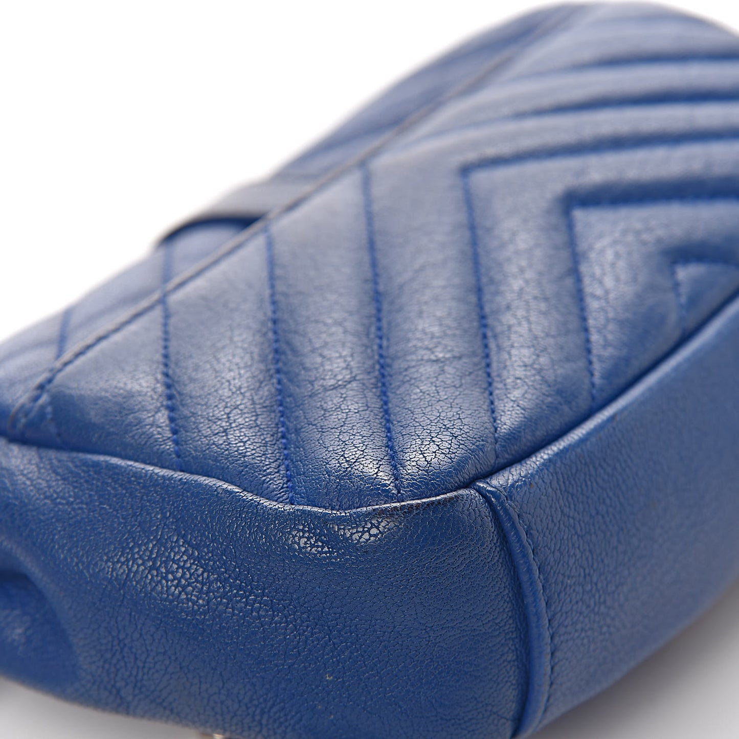 Sheepskin Matelasse Chevron Monogram Classic Baby Chain Bag Blue Majorelle