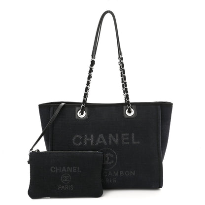 Chanel Mixed Fibers Small Deauville Tote Navy 1 of 9