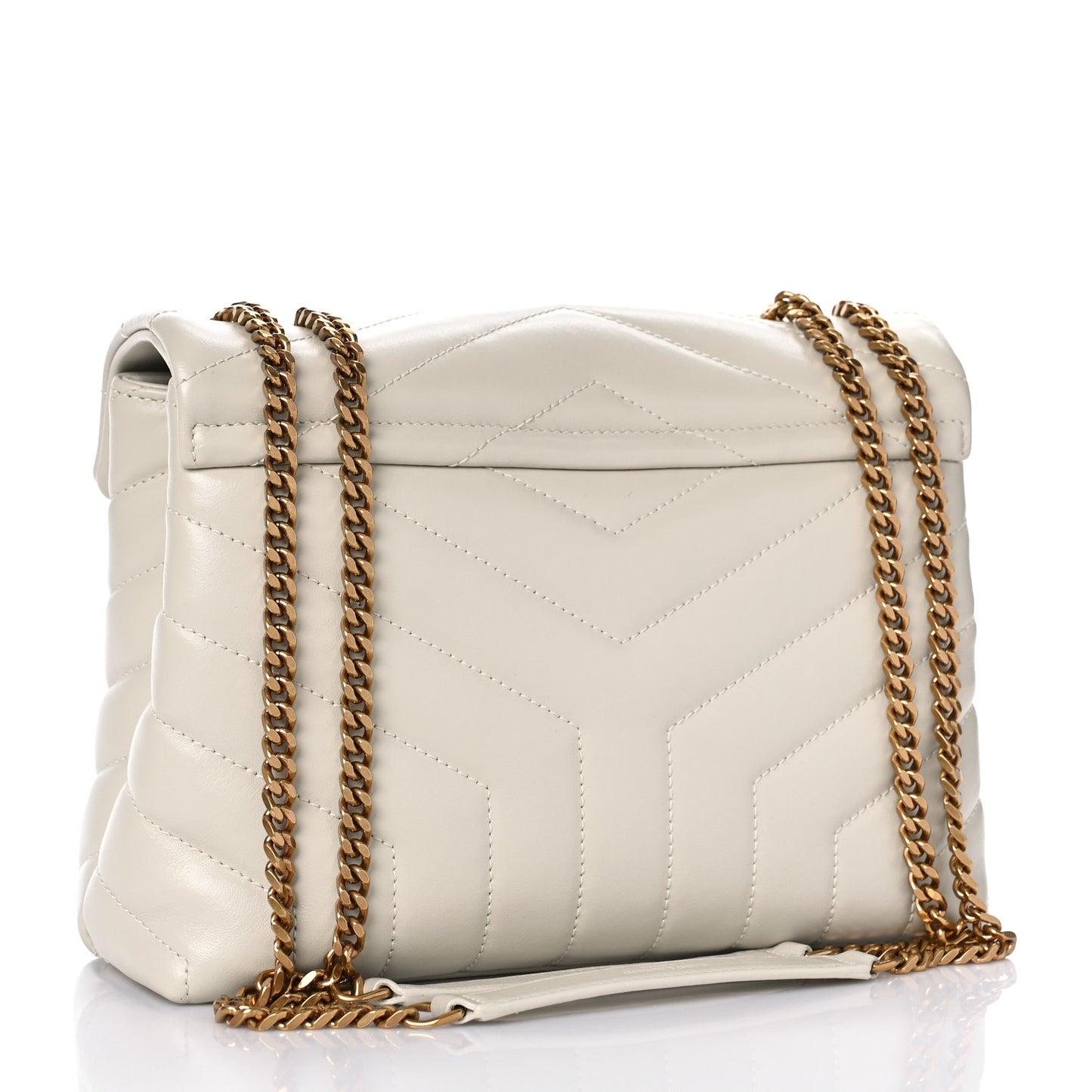 Calfskin Y Quilted Monogram Small Loulou Chain Satchel Blanc Vintage
