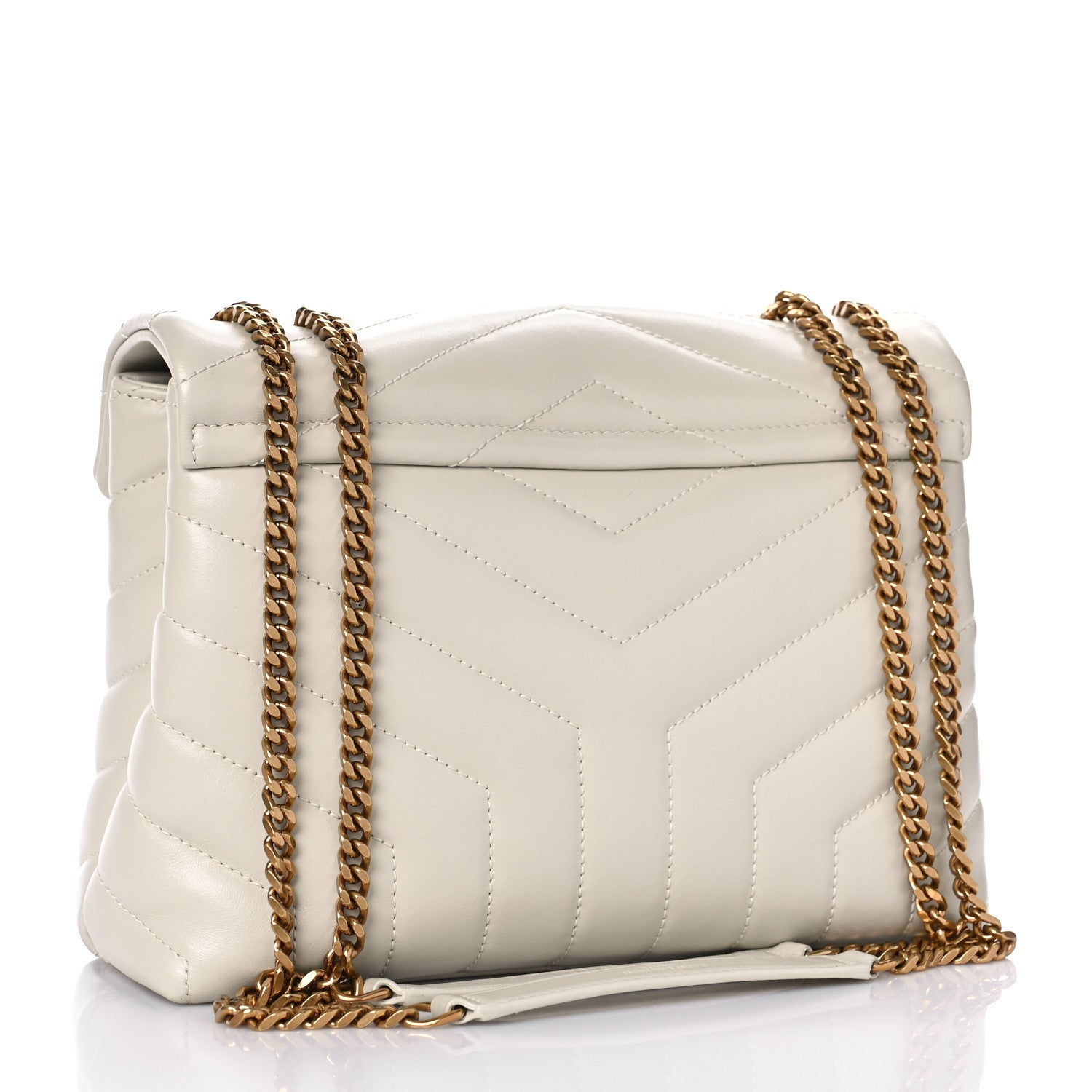 Saint Laurent Calfskin Y Quilted Monogram Small Loulou Chain Satchel Blanc Vintage 2 of 9