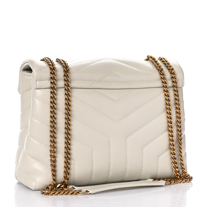 Saint Laurent Calfskin Y Quilted Monogram Small Loulou Chain Satchel Blanc Vintage 2 of 9