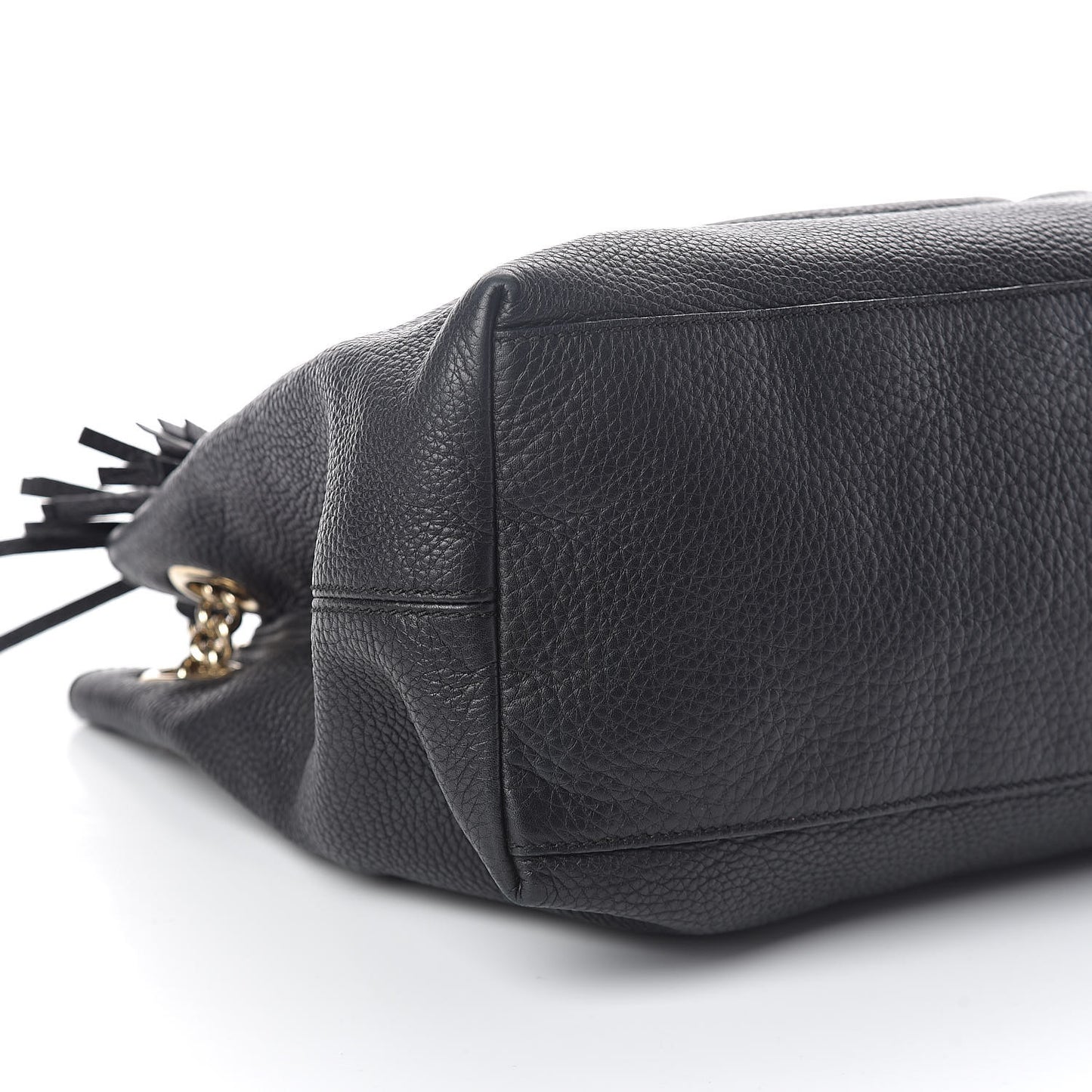 Pebbled Calfskin Medium Soho Chain Shoulder Bag Black