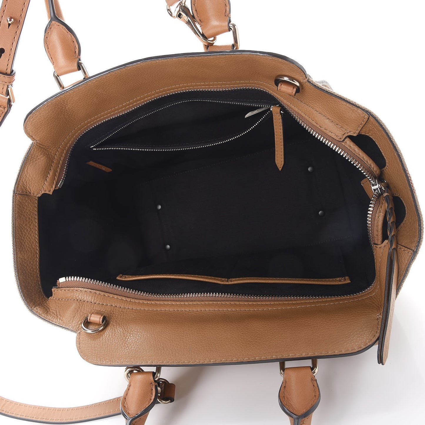 Mega Check Grained Calfskin Medium Harcourt Satchel Saddle Brown