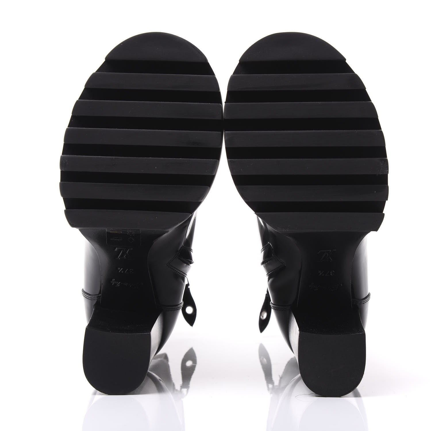 Louis Vuitton Patent Calfskin Monogram LV Black Heart Star Trail Ankle Boots 37.5 Black 5 of 8