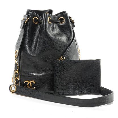 Chanel Caviar CC Drawstring Shoulder Bag Black 3 of 7