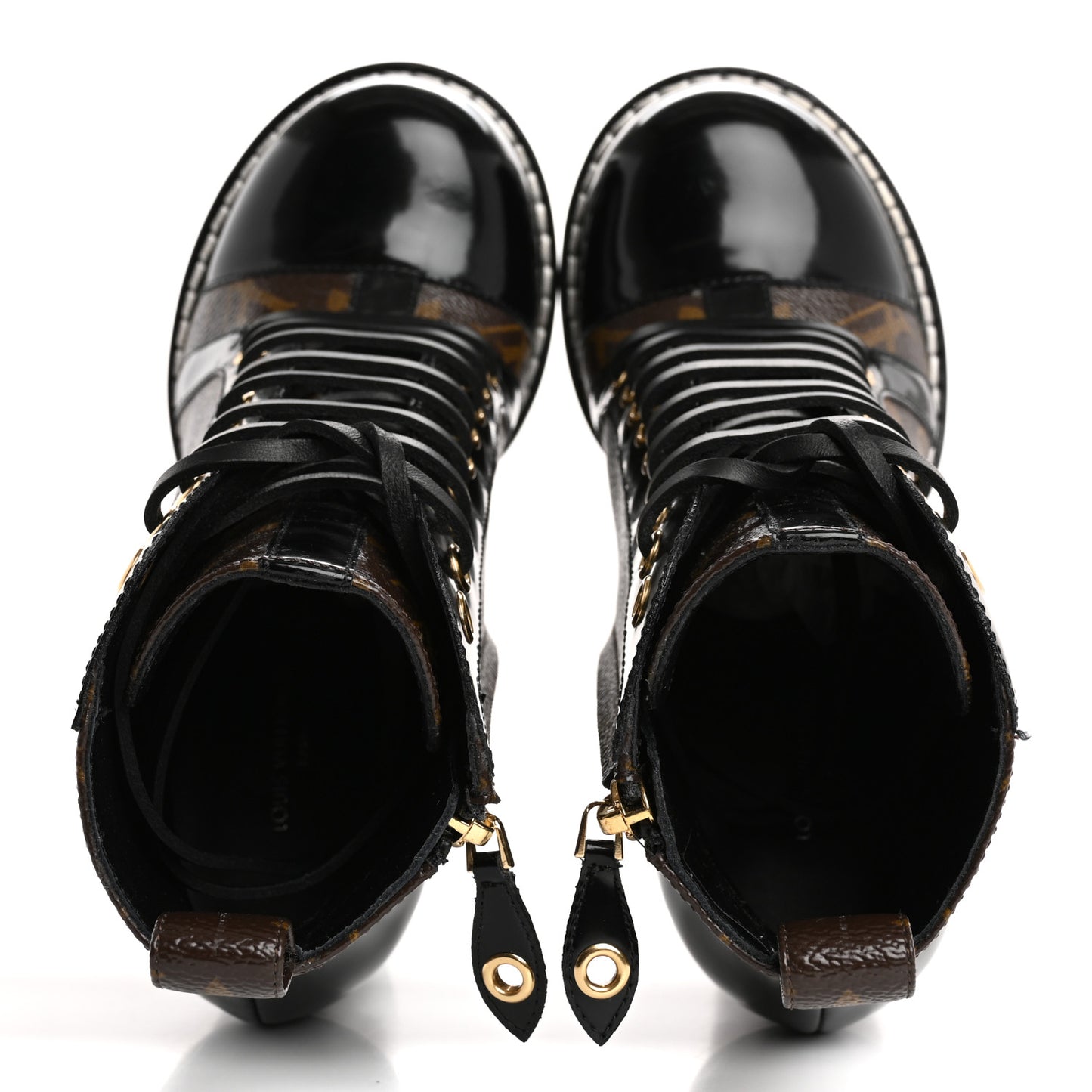 Patent Calfskin Monogram Star Trail Ankle Boots 35 Black