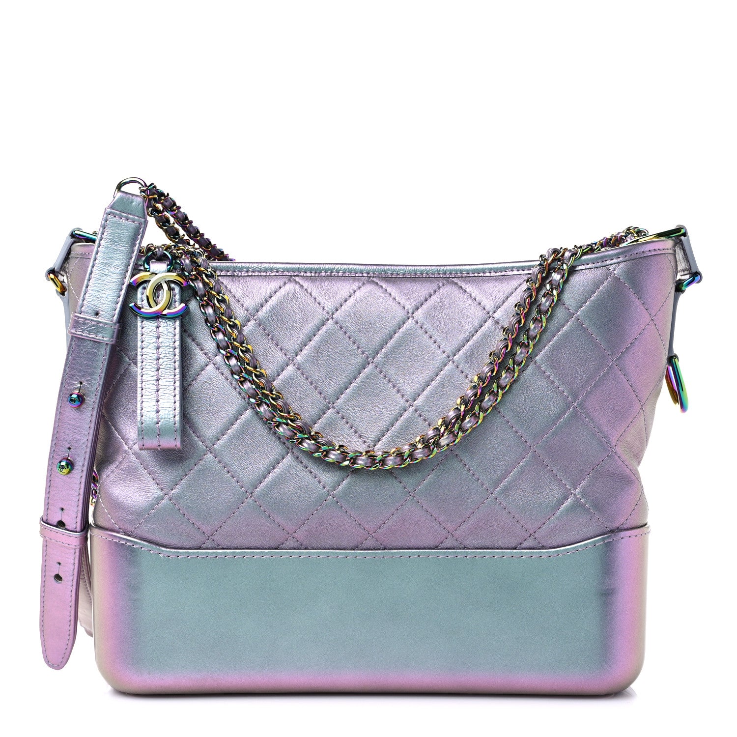 Chanel Iridescent Lambskin Calfskin Quilted Medium Gabrielle Hobo Light Purple 1 of 13