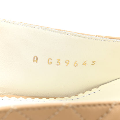 Chanel Lambskin Grosgrain Quilted Cap Toe CC Chain Slingback Pumps 38.5 Beige Black 8 of 9