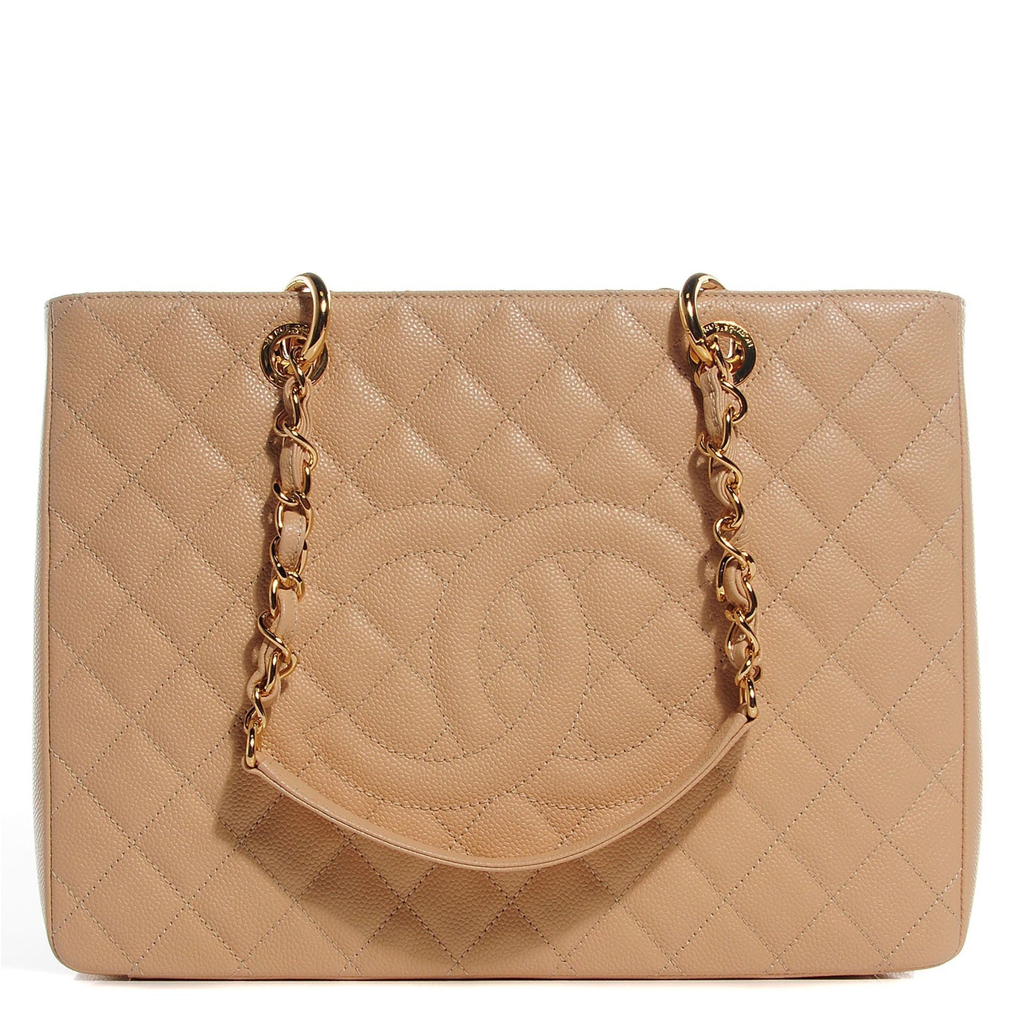 Caviar Quilted Grand Shopping Tote GST Beige Clair