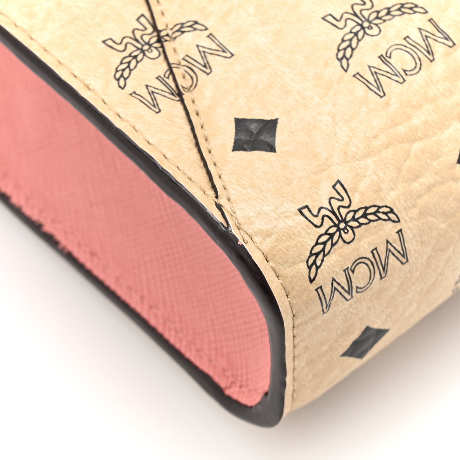 MCM Visetos Tri-Fold Crossbody Beige Soft Pink 13 of 16