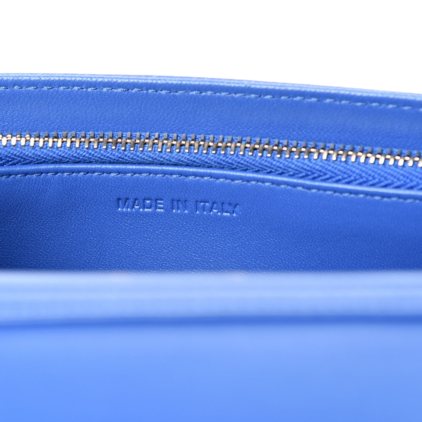 Grained Calfskin Diorama Wallet on Chain Pouch Blue
