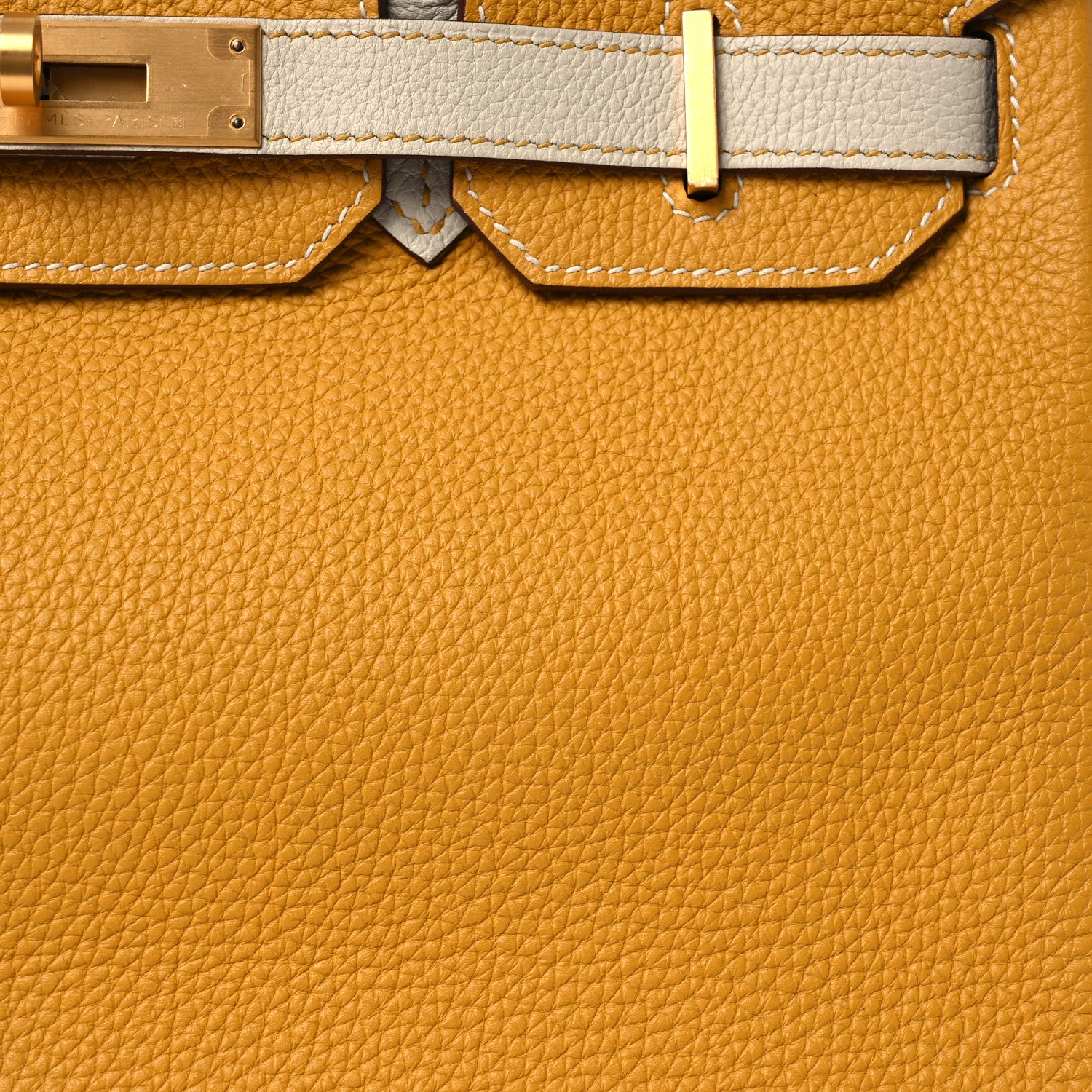 Hermes Togo Horseshoe Birkin 30 Jaune Ambre Craie 8 of 11