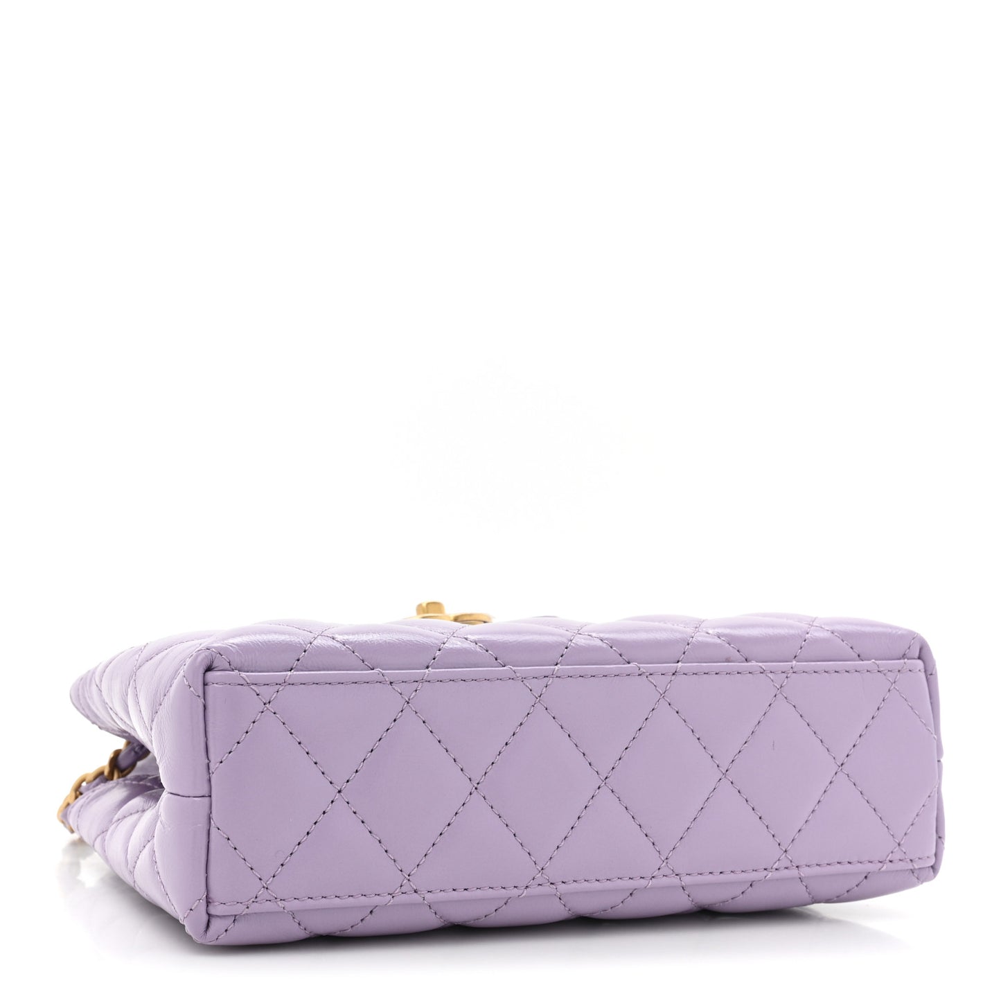 Shiny Aged Calfskin Quilted Nano Kelly Shopper Lilac