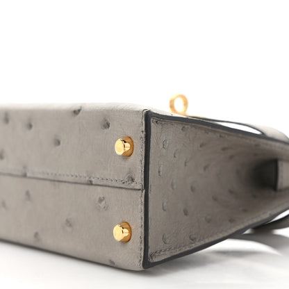 Hermes Ostrich Kelly Sellier Mini 20 Gris Tourterelle 7 of 9