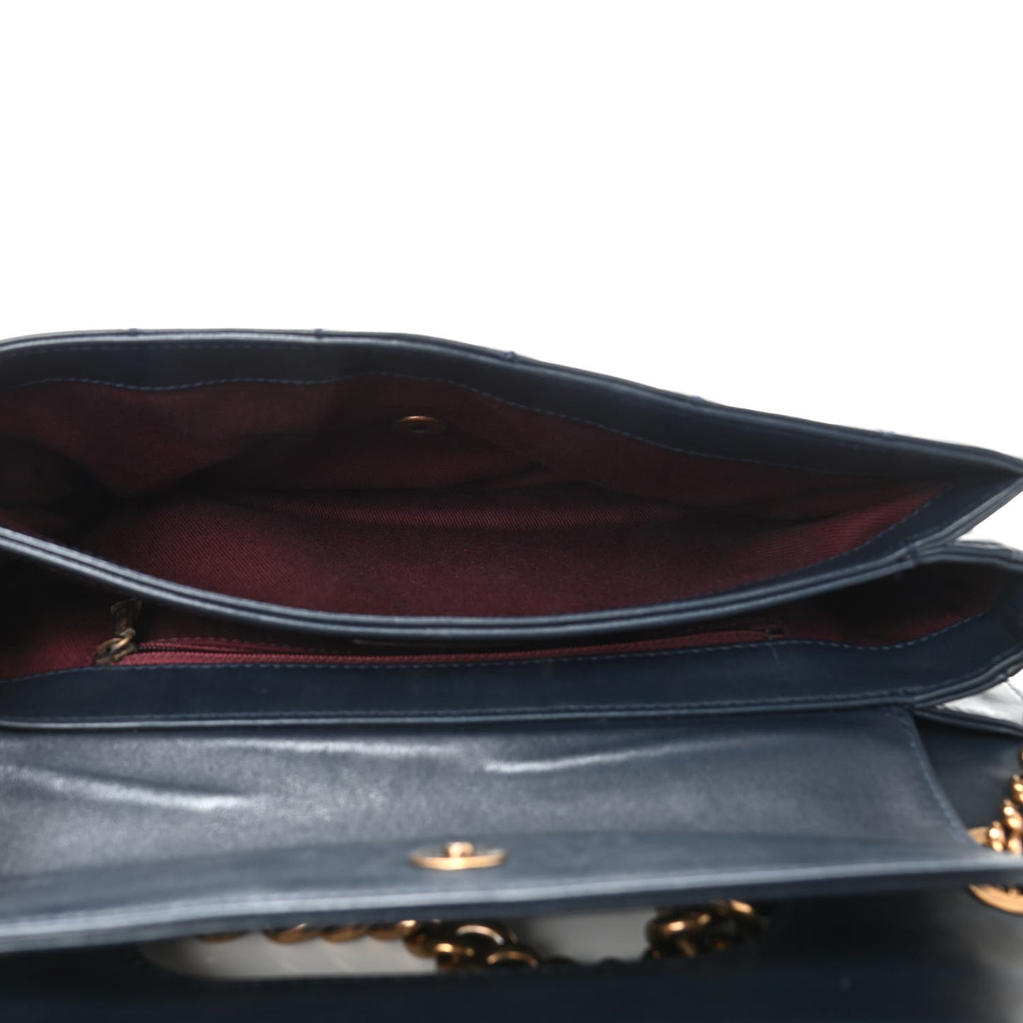 Calfskin Quilted Large Perfect Edge Flap Black