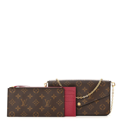 Louis Vuitton Monogram Pochette Felicie Chain Wallet Fuchsia 1 of 12