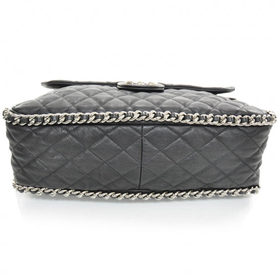 Lambskin Chain Around Maxi Flap Bag Black