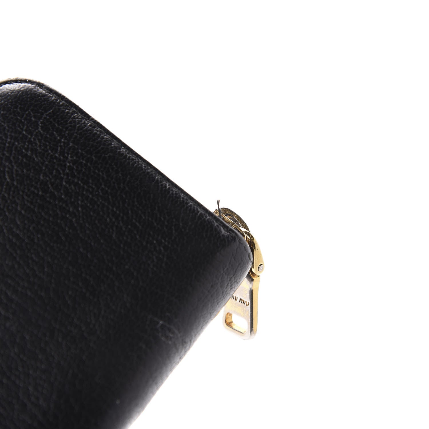 Miu Miu Goatskin Madras Zip Around Coin Purse Black 6 of 7