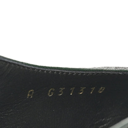 Chanel Patent Calfskin Crocodile Embossed Cap Toe CC Slingback Pumps 36.5 Dark Green Black 7 of 10