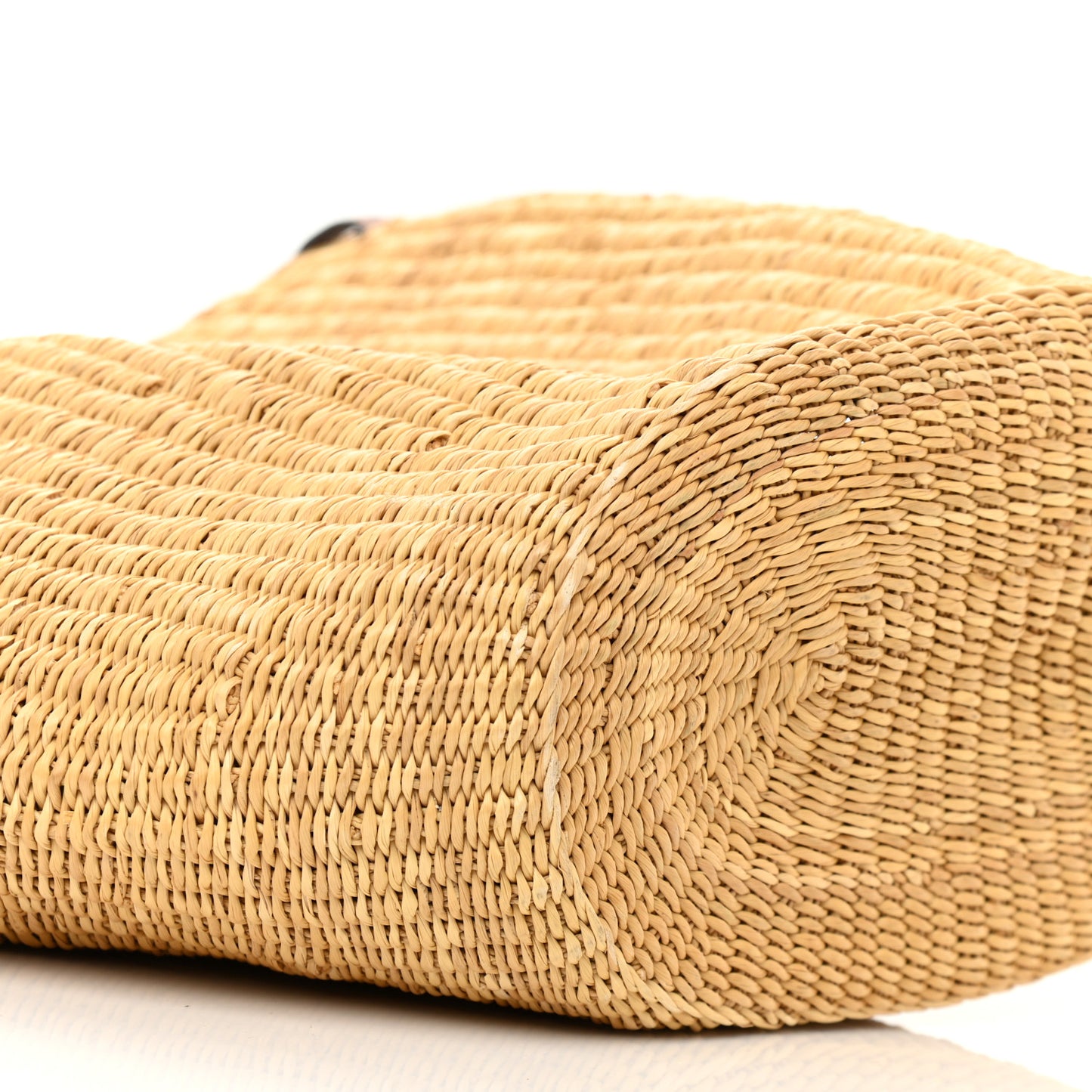 Raffia Calfskin Shell Basket Tote Natural Pecan