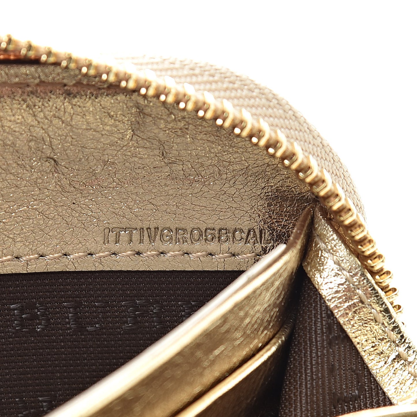 Metallic Haymarket Check Zip Wallet Gold