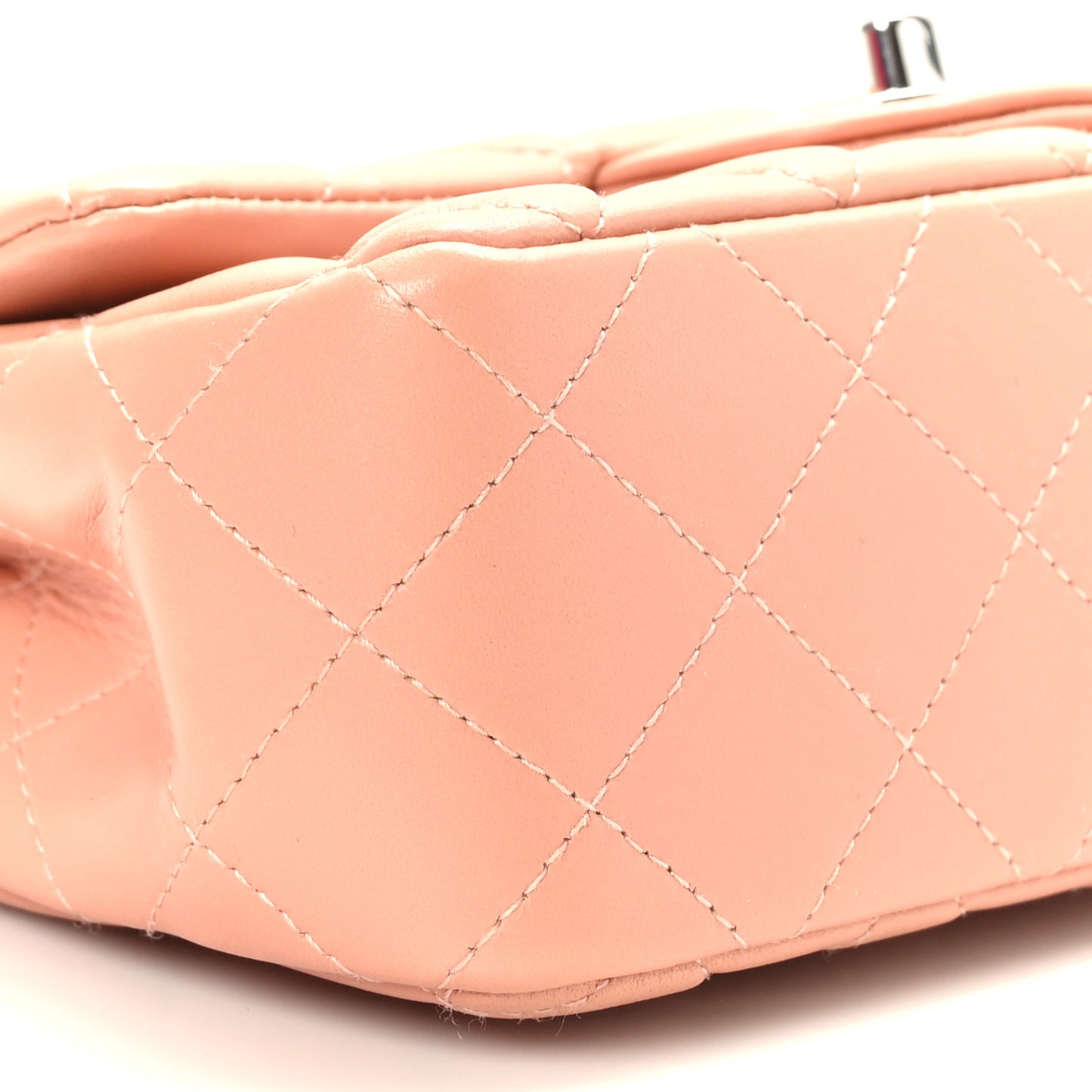Lambskin Quilted Mini Rectangular Flap Light Pink