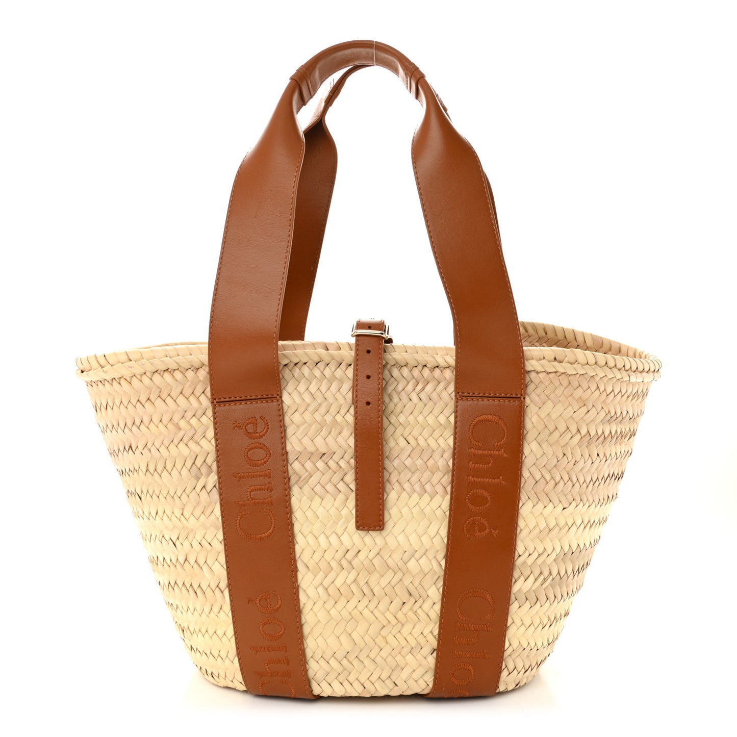Raffia Smooth Calfskin Medium Sense Basket Caramel