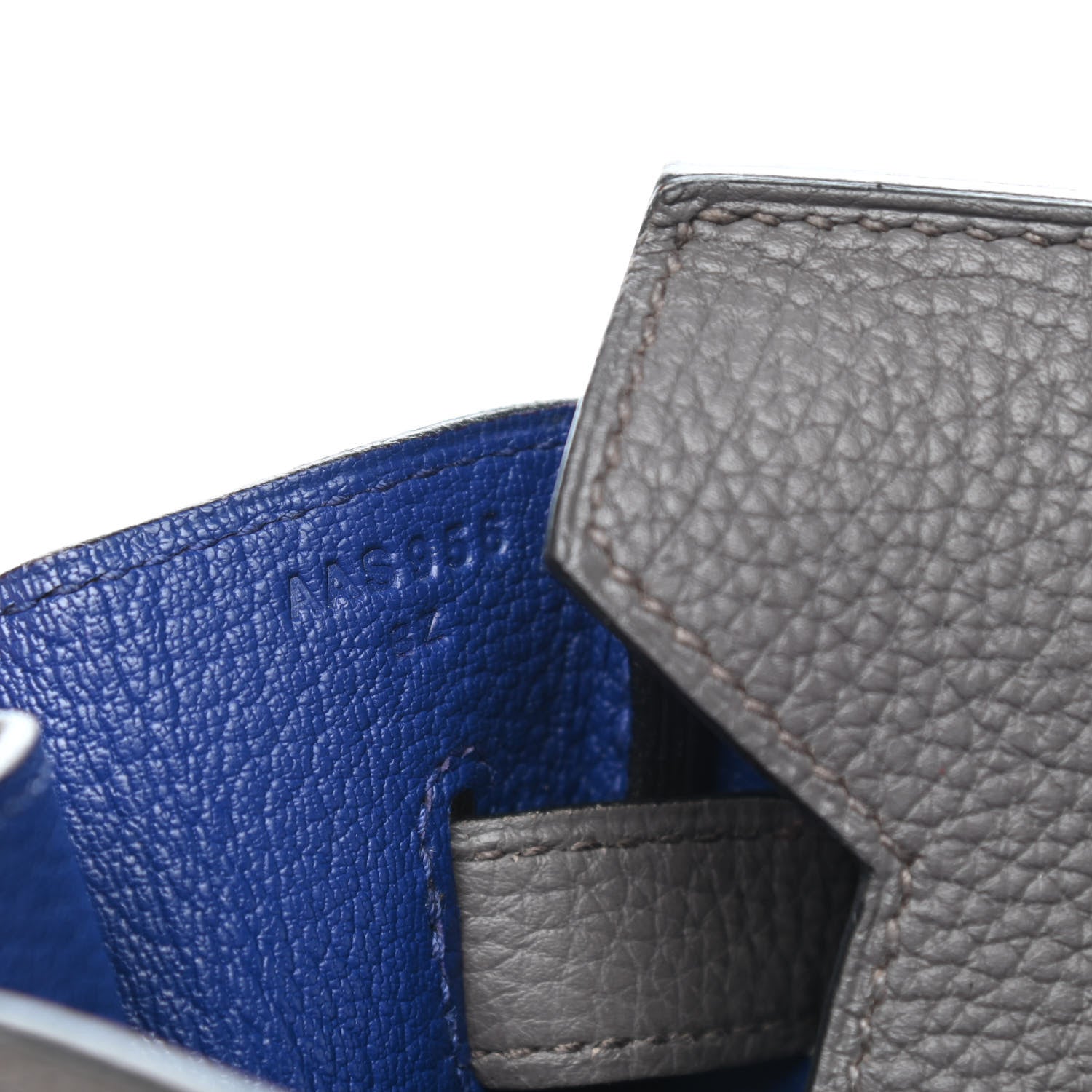 Hermes Togo Horseshoe Birkin 30 Etain Bleu Electrique 6 of 13