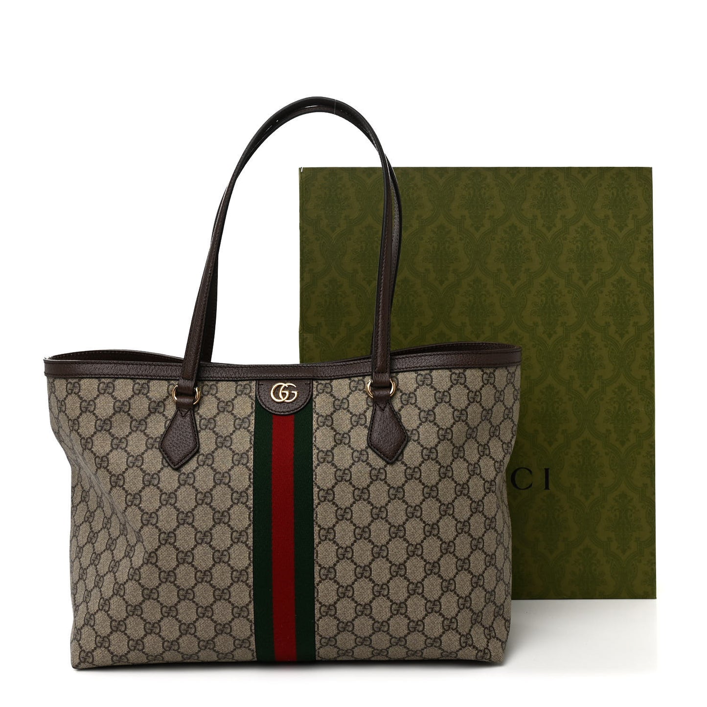 GG Supreme Monogram Medium Ophidia Shopping Tote Brown