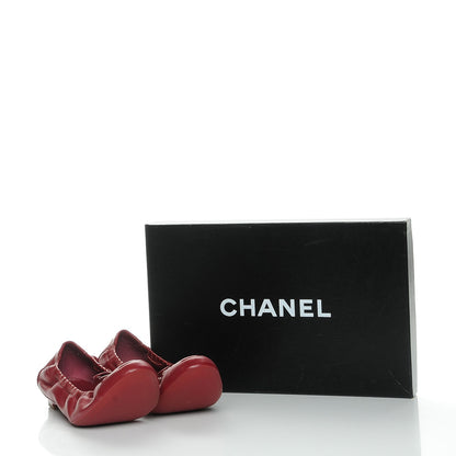 Chanel Lambskin CC Elastic Cap Toe Ballerina Flats 36 Red 9 of 9