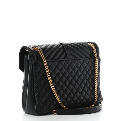 Saint Laurent Calfskin Mixed Matelasse Triquilt Large Monogram Satchel Black 4 of 9