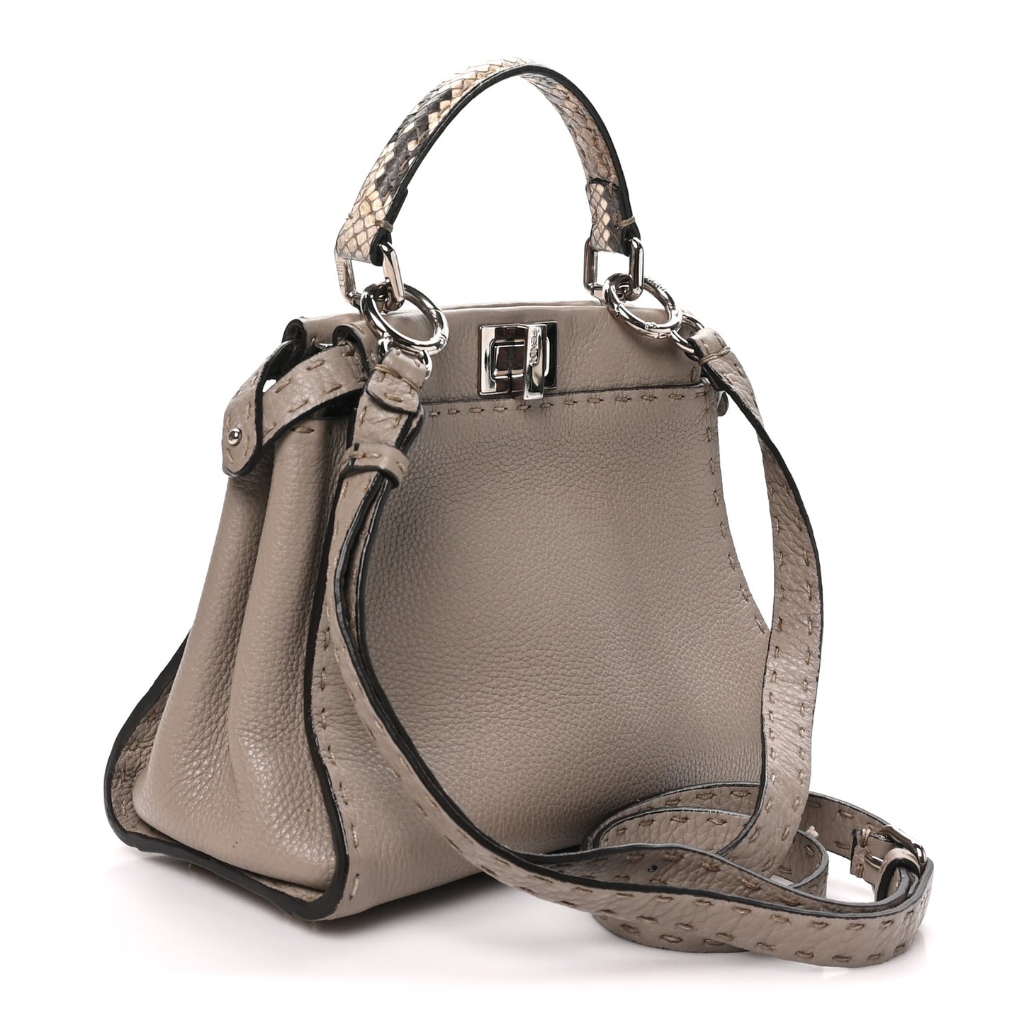 Cuoio Romano Snakeskin Selleria Mini Peekaboo Iconic Satchel Corda White