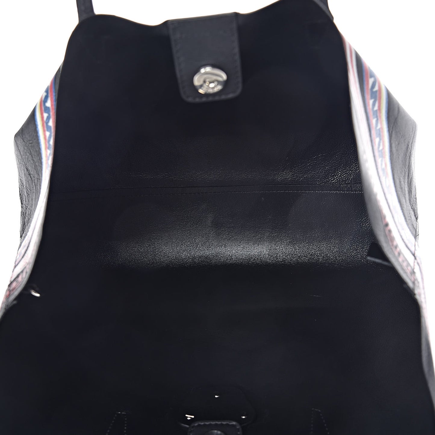 Calfskin Stripe Greek City Key Tote Black