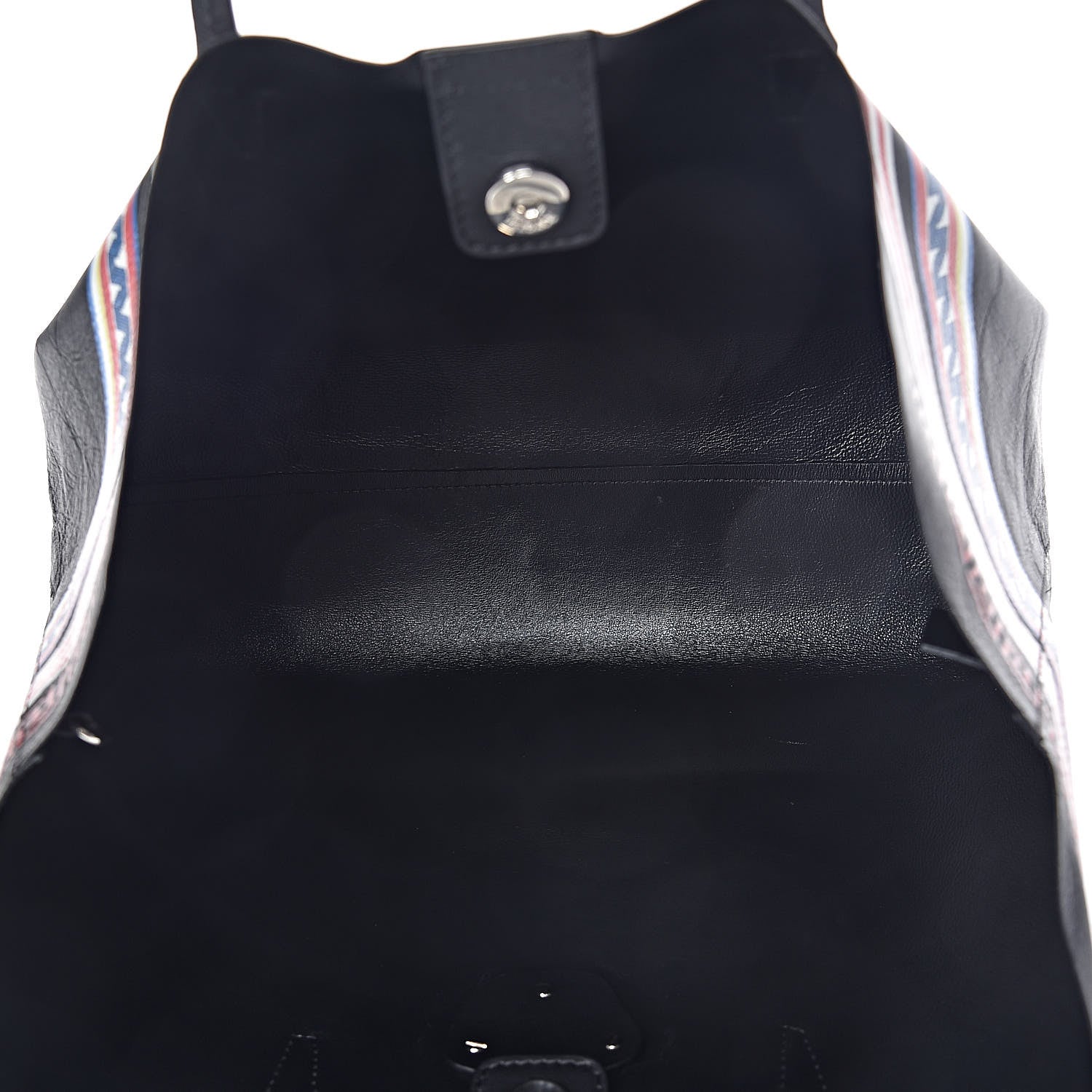 Versace Calfskin Stripe Greek City Key Tote Black 5 of 11