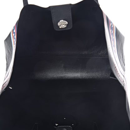 Versace Calfskin Stripe Greek City Key Tote Black 5 of 11