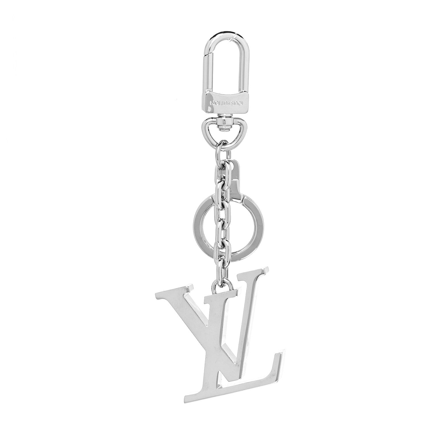 Louis Vuitton Metal Palladiium Finish LV Initiales Bag Charm Key Holder Silver 1 of 3