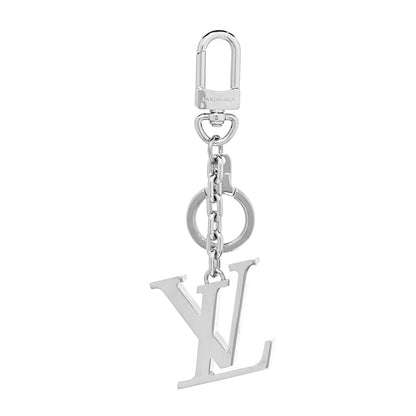 Louis Vuitton Metal Palladiium Finish LV Initiales Bag Charm Key Holder Silver 1 of 3