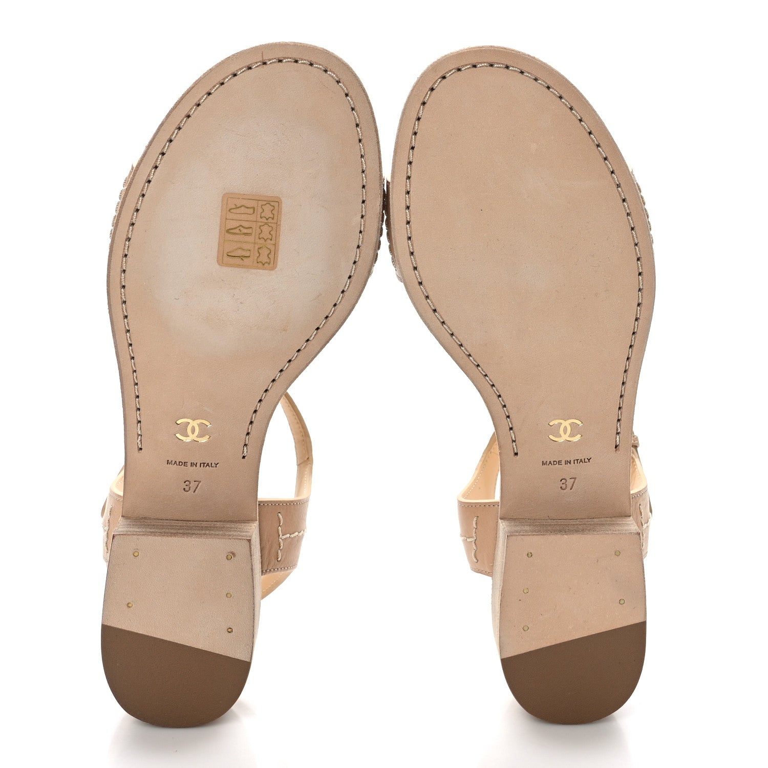 Chanel Calfskin CC Ankle Strap Sandals 37 Beige 5 of 8