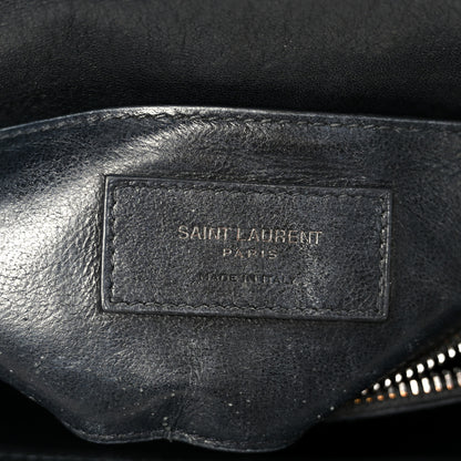 Saint Laurent Sheepskin Matelasse Chevron Monogram Monochrome Medium College Bag Black 6 of 11