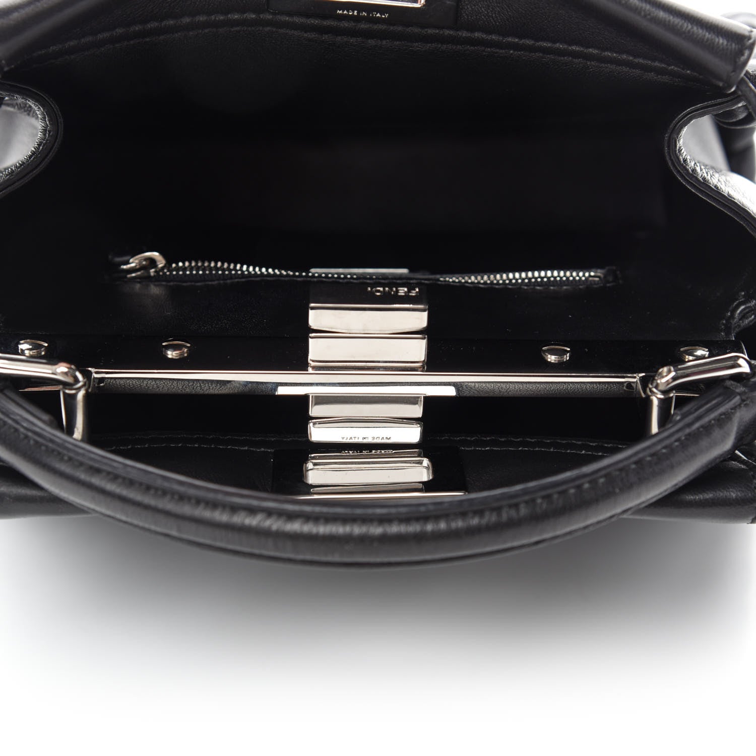 Fendi Nappa Lace Up Mini Peekaboo Iconic Satchel Black 5 of 12