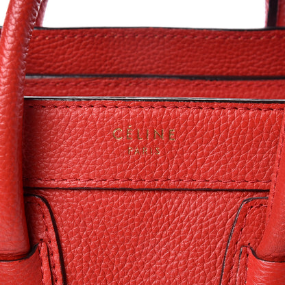 Celine Drummed Calfskin Nano Luggage Coquelicot 6 of 10