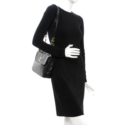 Chanel Lambskin CC Flap Shopping Tote Black 2 of 8