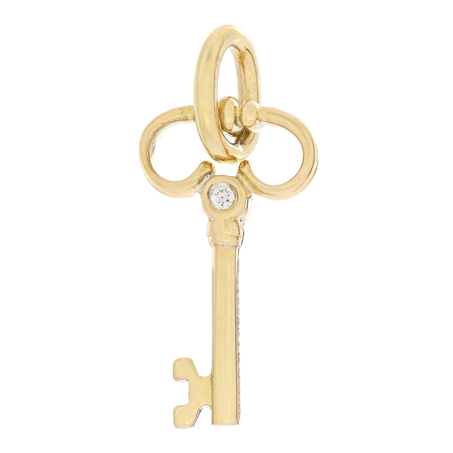 Tiffany 18K Yellow Gold Diamond Mini Key Charm 1 of 4