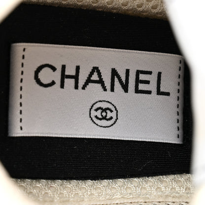 Chanel Fabric Laminated Calfskin Stretch CC Sneakers 36.5 White Gold Silver 6 of 14