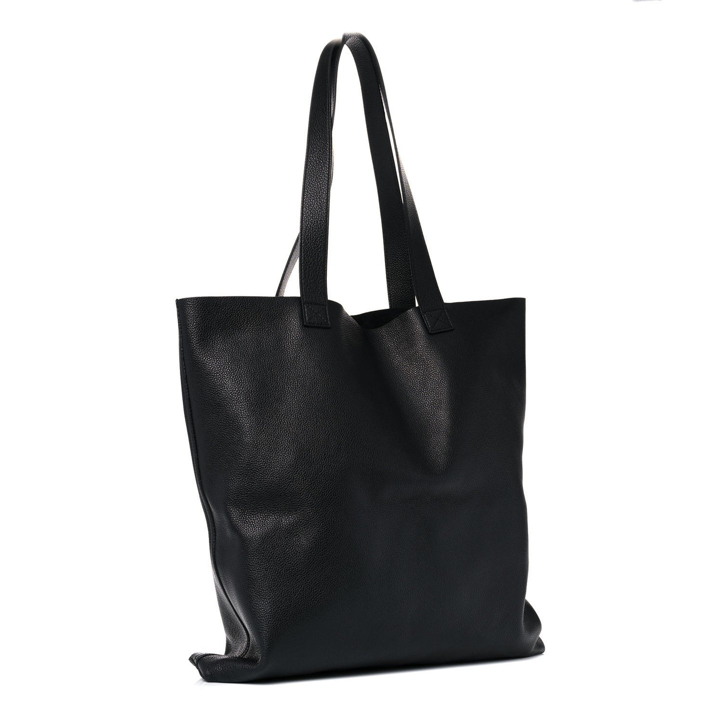 Calfskin Mens Logo Vertical Shopping Tote Black