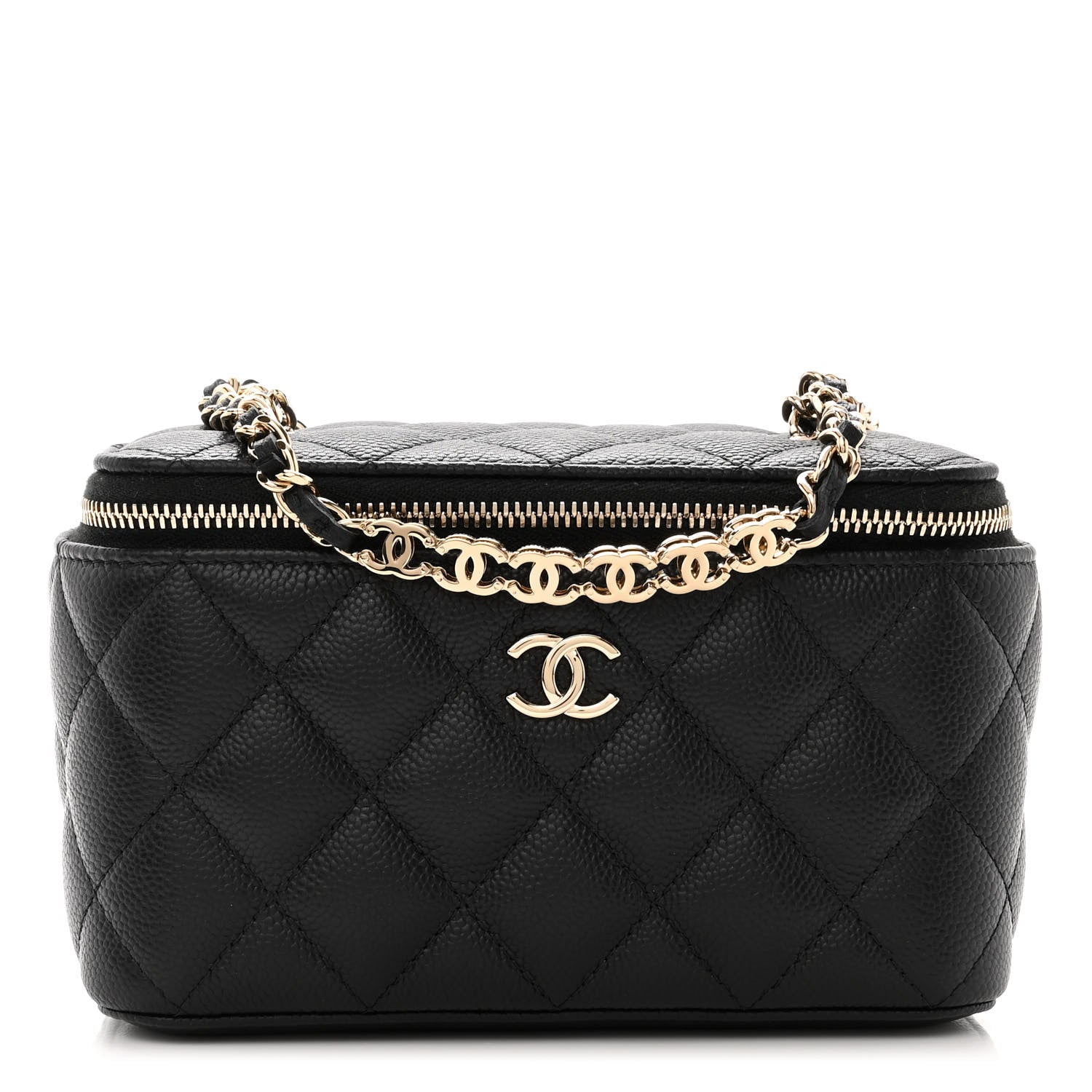 Chanel Caviar Quilted Small Tiny CC Vanity Case With Chain Black 1 of 11