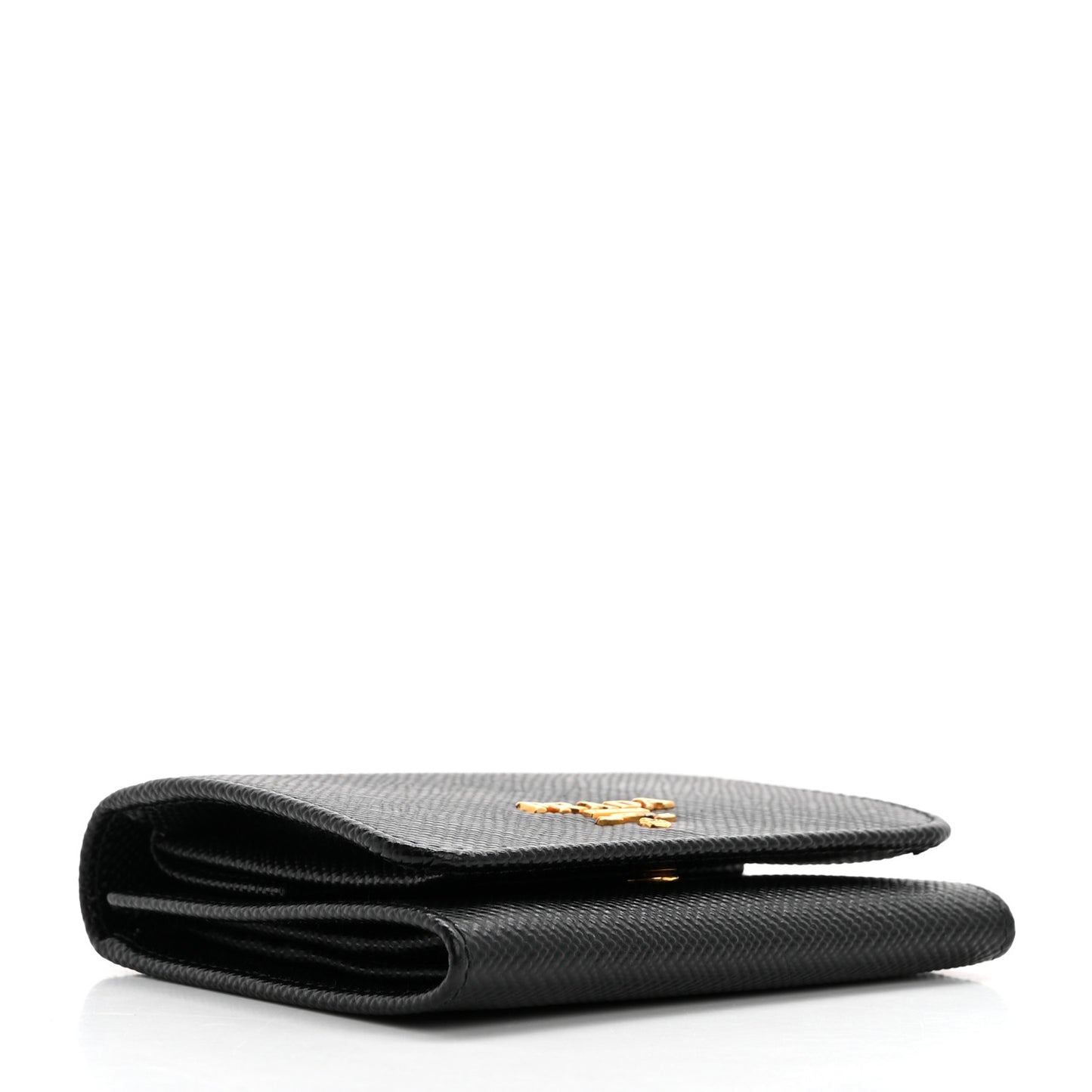 Saffiano Cuir Metal Tri-Fold Wallet Black