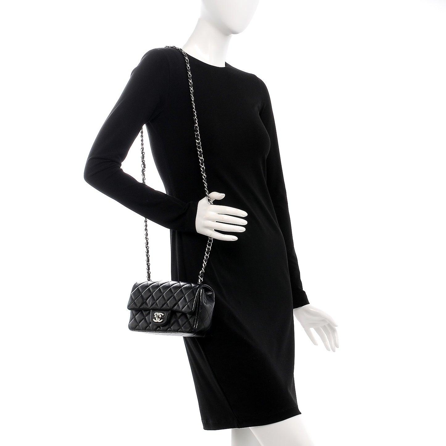 Caviar Quilted Mini Rectangular Flap Black