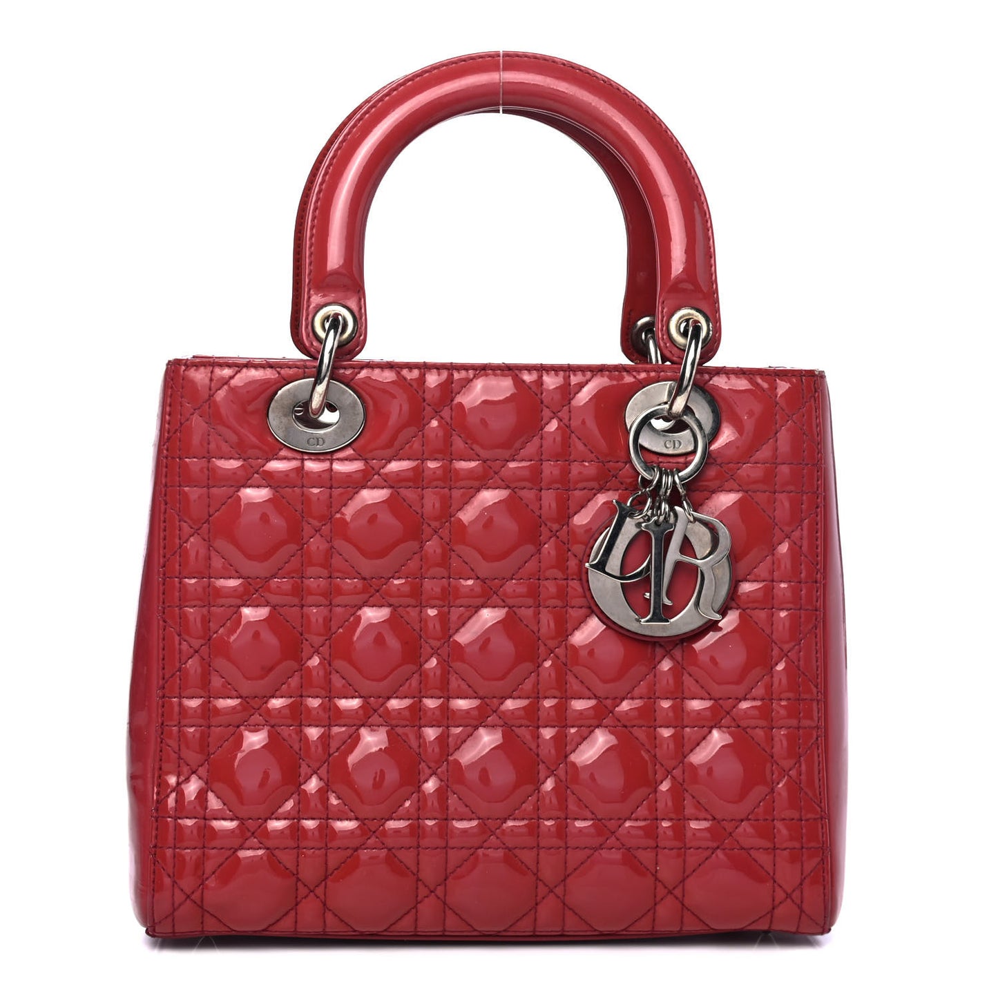 Patent Cannage Medium Lady Dior Dark Pink
